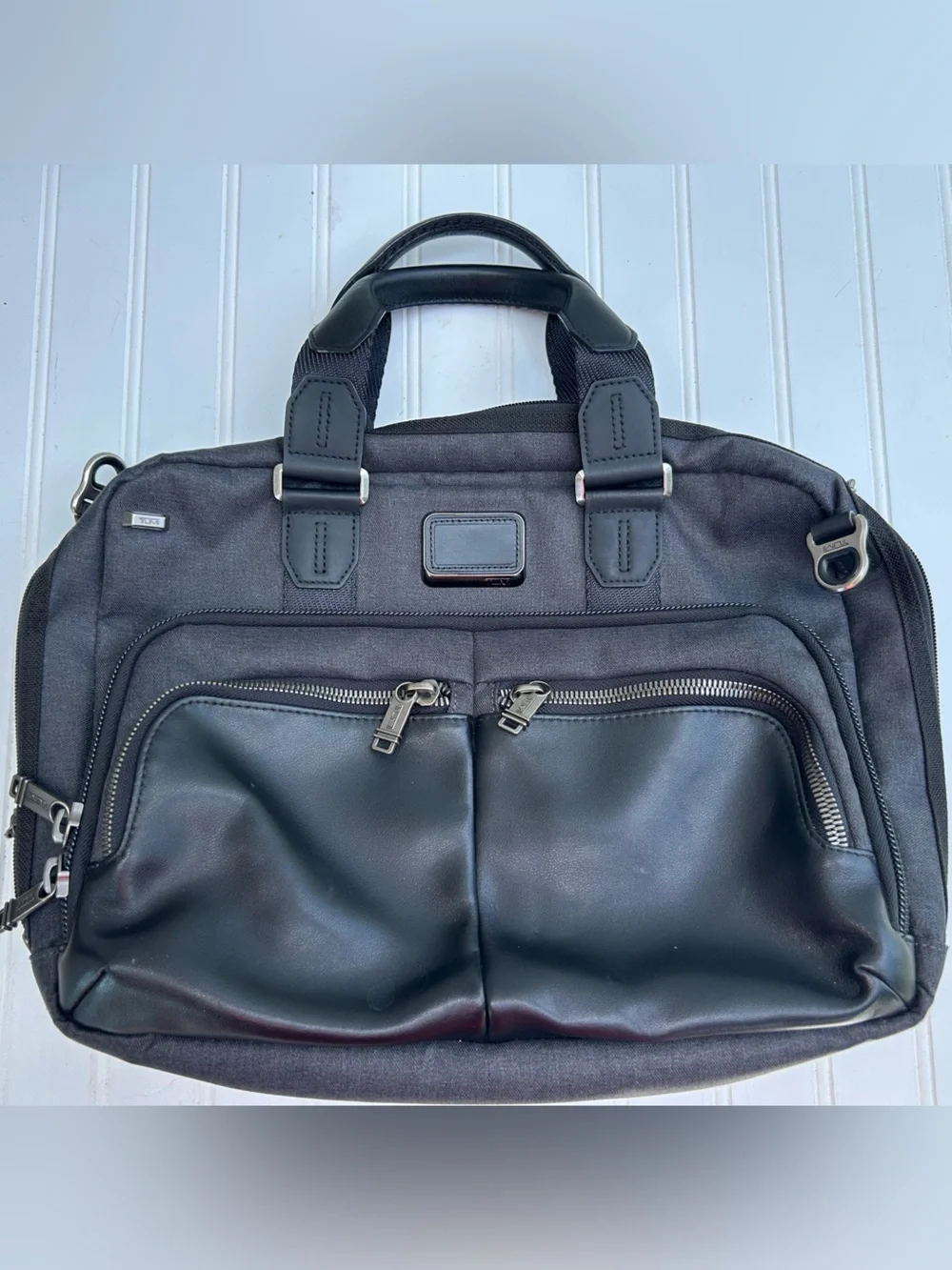 Tumi Bag Alpha Bravo Leather Black Men's Travel Work Briefcase Laptop 232640